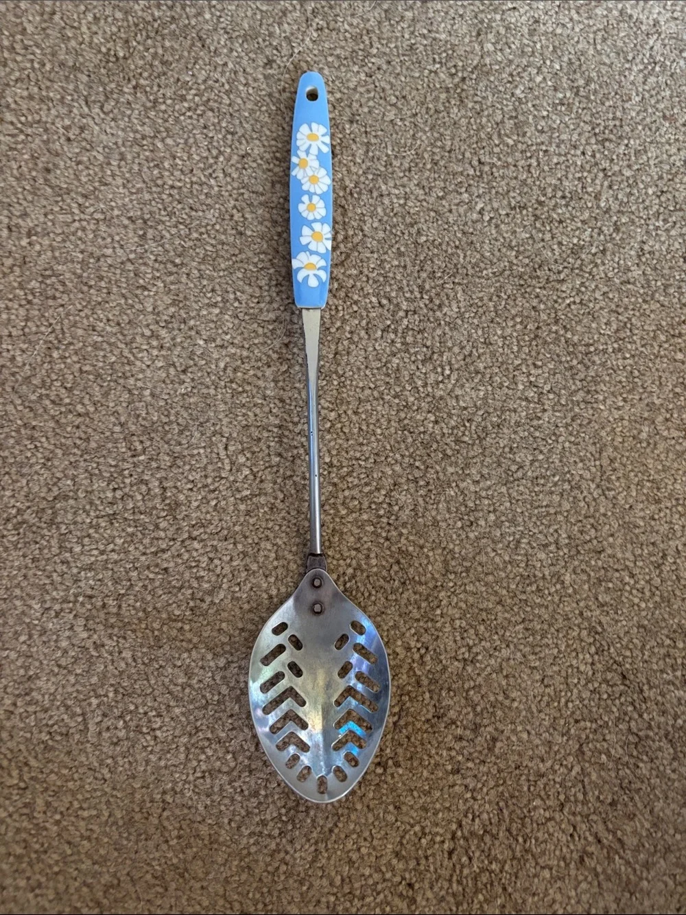 Vintage serving spoon Japan daisies and blue